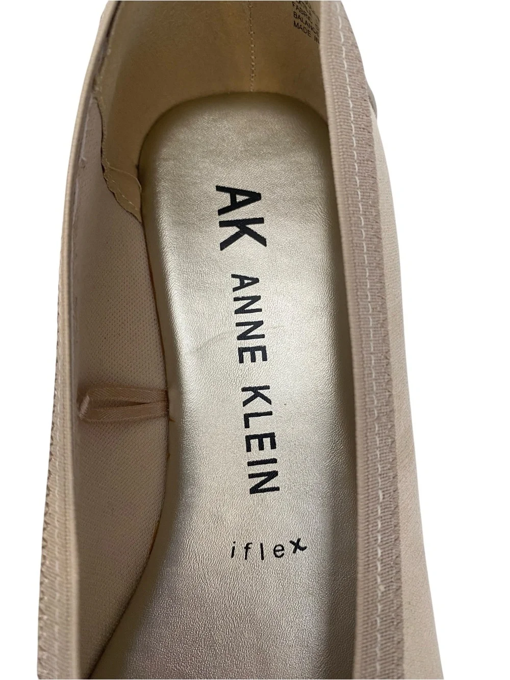 Anne Klein iFlex Uplift Ballet Flats 6.5W Gold Shimmer Cap Toe Comfort